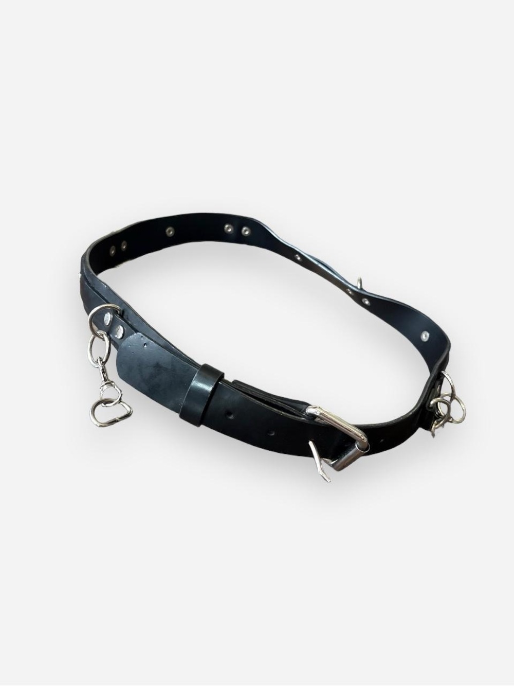 Hot Topic Black Leather Belt with Silver Charms